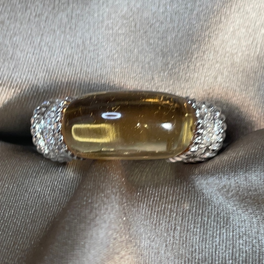 Designer Citrine Ring With Diamonds 18k Sz 65
